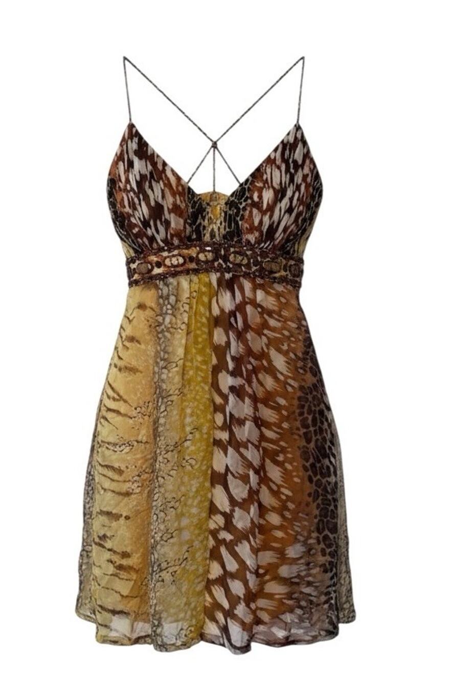 100% Silk Beaded Sue Wong Mini Dress